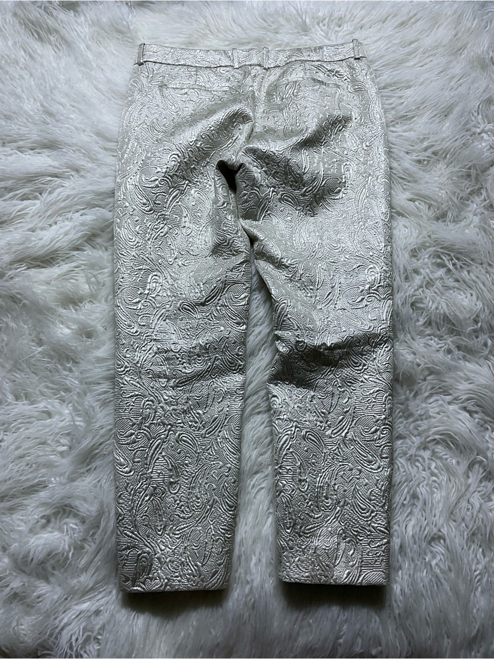 J.Crew Paisley Brocade Slim Pants Champagne Metallic - Picture 4 of 4